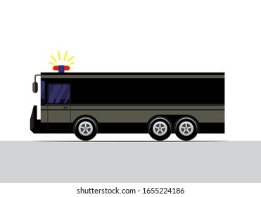 Prisoner car flat design. Black color vehicle.