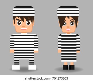  prisoner cartoon flat character. 