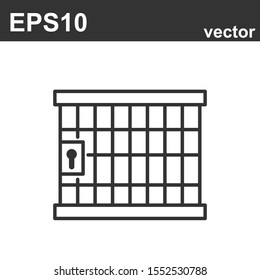 prisoner cell icon on white. Law and judgement line icon. Vector object