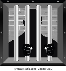 prisoner in cell jail illustration