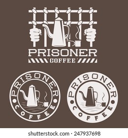 prisoner coffee concept vector design template