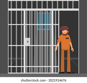 Prisoner Flat Vector Illustration Prison Cell Stock Vector (Royalty ...