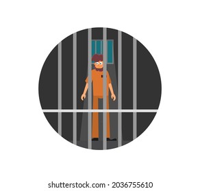 Prisoner, flat vector illustration of prison cell