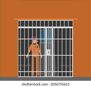 Prisoner Flat Vector Illustration Prison Cell Stock Vector (Royalty ...