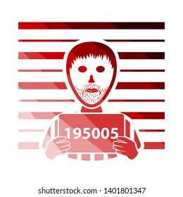 Prisionero Frente A La Pared Con Icono De Escala. Diseño de la escalera de color plana. Ilustración vectorial.