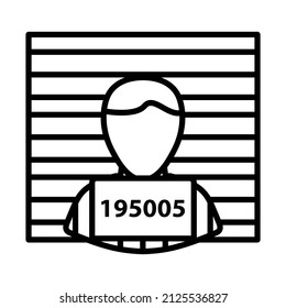 Prisionero Frente A La Pared Con Icono De Escala. Diseño de contorno negrita con ancho de trazo editable. Ilustración vectorial.