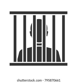 Prisoner Glyph Icon. Jail, Prison. Silhouette Symbol. Negative Space. Vector Isolated Illustration