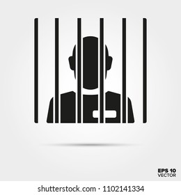 Prisoner glyph icon vector. Law enforcement and criminal justice symbol.