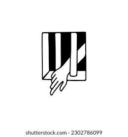 prisoner hand doodle illustration vector