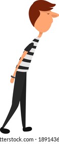 Gefangener in Handschellen, Illustration, Vektorgrafik auf weißem Hintergrund.