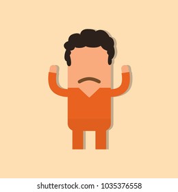 Prisoner with hands up, vector illustration design. Police collection.
