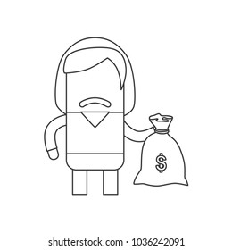 Prisoner holding a moneybag, vector illustration design. Police collection.