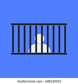 Prisoner icon.Man behind jail bars
