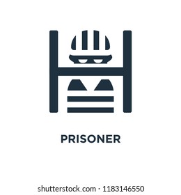 Prisoner icon. Black filled vector illustration. Prisoner symbol on white background. Can be used in web and mobile.