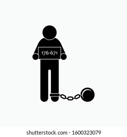 Prisoner Icon. Convict Illustration As A Simple Vector Sign & Trendy Symbol for Design,  Websites, Presentation or Apps Elements. 