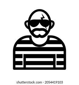 Prisoner Icon, Criminal Man Icon, Robber Icon Vector Design Template.