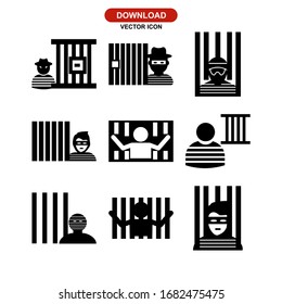 icono de prisionero o logotipo símbolo de signo aislado ilustración vectorial - Colección de iconos vectoriales de estilo negro de alta calidad
