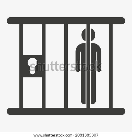 Prisoner icon. Person in jail vector illustration isolated on white background. Arrested man in prison.