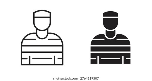 Prisoner icon symbols, Solid black and editable stroke icons