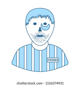 Icono del prisionero. Línea Delgada Con Diseño De Relleno Azul. Ilustración vectorial.