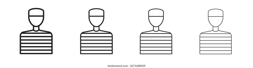 Ilustração vetorial do ícone do prisioneiro, ícone do desenho da linha. Traçados editáveis.