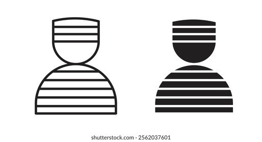 Prisoner icons in flat and line style set.