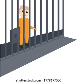 prisoner in the jail design character on white background