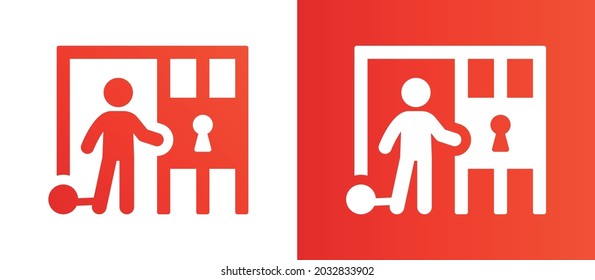 Prisoner in jail icon vector illustration.