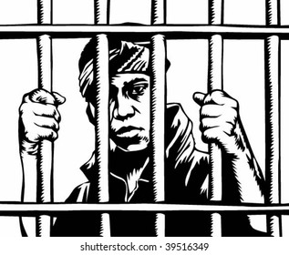 prisoner in jail illustration