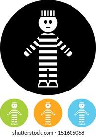 Prisoner in jail vector icon 