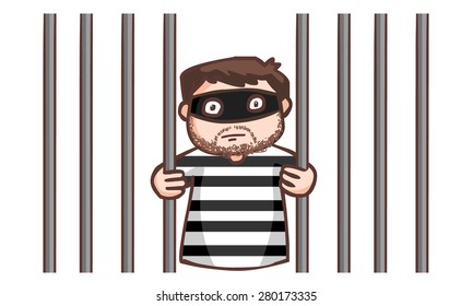 prisoner in the jail vector illustration