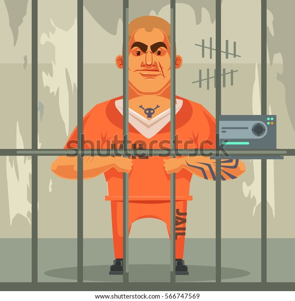 Prisoner Man Character Jail Vector Flat Stock Vector (Royalty Free ...