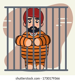 The prisoner on the jail cute cartoon vector illustration