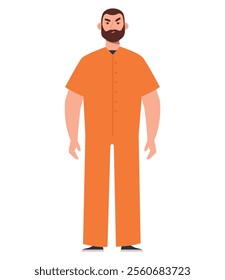 prisoner with orange prison robe isolated