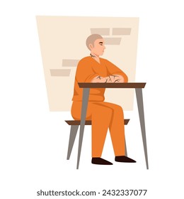 Prisoner in orange uniform. Colorful male prisoner. Arrested men. Vector flat illustration EPS10