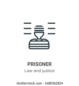 Icono de vector de contorno de prisionero. Icono de prisionero negro de línea delgada, simple ilustración de elemento de vector plano de la ley editable y concepto de justicia golpe aislado en fondo blanco