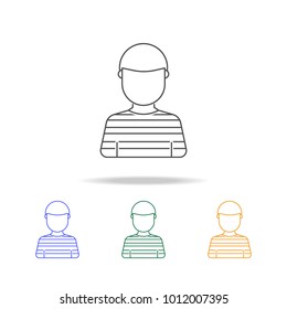 Prisoner in the prison avatar multicoloured icons. Element of profession avatar of for mobile concept and web apps. Thin line  icon for website design and development on white background