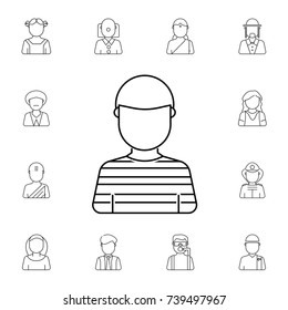 Prisoner in the prison avatar. Set of avatar icons on white background