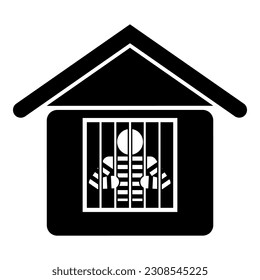 Prisionero en la cárcel icono de construcción color negro ilustración vectorial estilo plano