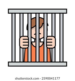 Prisoner in prison icon. Vector.