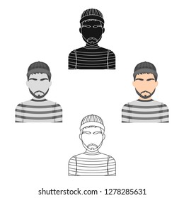 Prisoner in the prison robe. The offender is punished.Prison single icon in cartoon style vector symbol stock illustration.