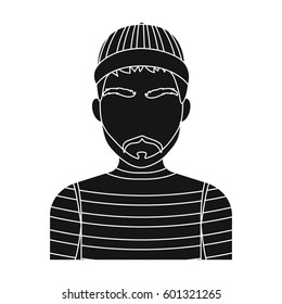 Prisoner in the prison robe. The offender is punished.Prison single icon in black style vector symbol stock illustration.