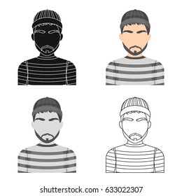 Prisoner in the prison robe. The offender is punished.Prison single icon in cartoon style vector symbol stock illustration.