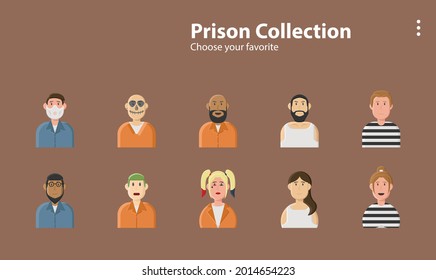 prisoner robber criminal crime bandit cell mental wall lock illustration background character design person vector cartoon icon avatar symbol wallpaper app lineart style commercial art logo campaign