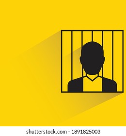 prisoner with shadow on yellow background vector