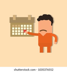 Prisoner showing a calendar, vector illustration design. Police collection.