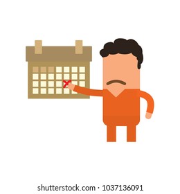 Prisoner showing a calendar, vector illustration design. Police collection.