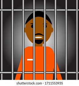 Prisionero en uniforme en la cárcel