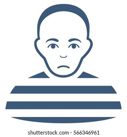 Prisoner vector icon. Flat blue symbol. Pictogram is isolated on a white background. Designed for web and software interfaces.