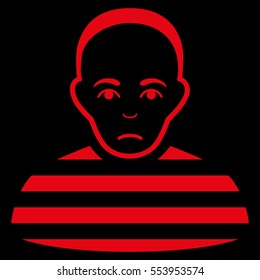 Prisoner vector icon. Flat red symbol. Pictogram is isolated on a black background. Designed for web and software interfaces.
